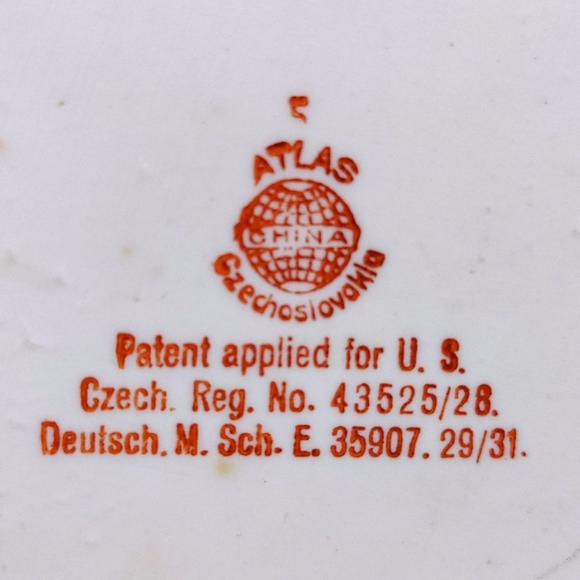 Vintage 1920s Atlas Lusterware Orange Playing Card Serving Plates China 4 Piece - Picture 13 of 13